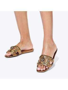 Kurt Geiger Eagle Cut Out Flat Bronze Sandal EU 39 / US 8